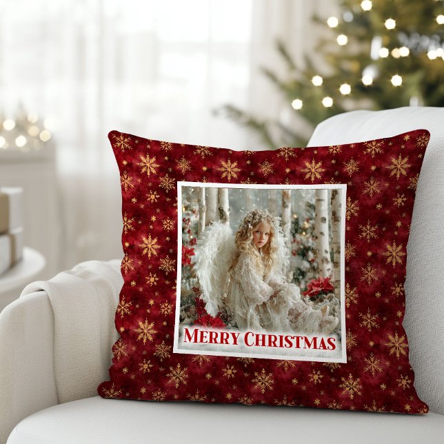 Classic Angel Red Gold Personalized Best Christmas Cushion (Classic Angel Red Gold Personalized Best Christmas Pillow

)