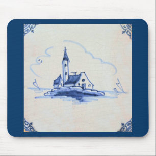 Classic Antiquarian Delft Blue Tile - Church Mouse Mat
