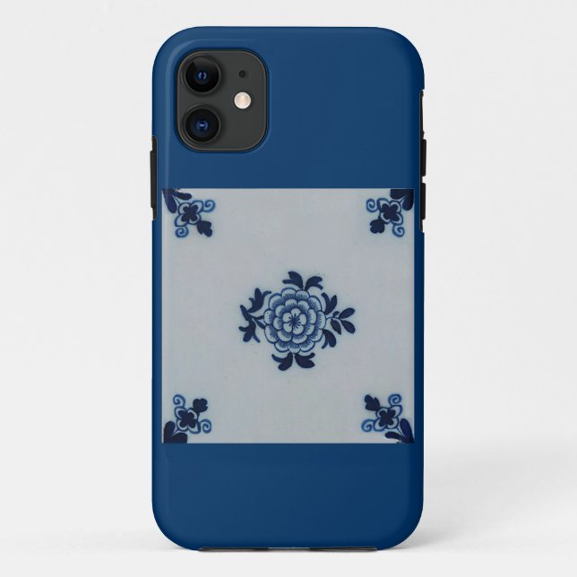 Classic Antiquarian Delft Blue Tile - Floral Motif Case-Mate iPhone Case (Back)