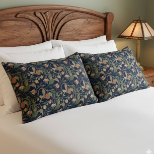 Classic Antique Blue Art Nouveau Floral Pattern Pillowcase