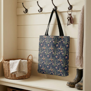 Classic Antique Blue Art Nouveau Floral Pattern Tote Bag
