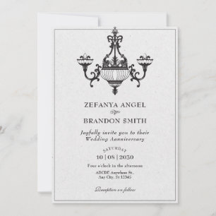 classic antique chandeliers wedding anniversary invitation