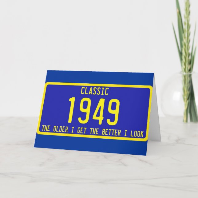 CLASSIC / ANTIQUE LICENSE PLATE BIRTHDAY PARODY CARD (Front)