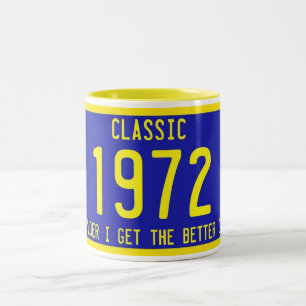 CLASSIC / ANTIQUE LICENSE PLATE BIRTHDAY PARODY Two-Tone COFFEE MUG