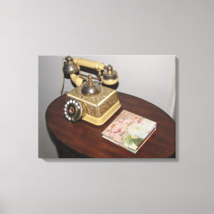 Classic Antique Phone and Table Wrapped Canvas