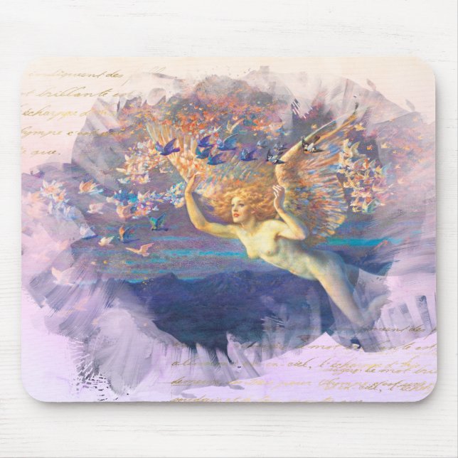 *~* Classic AP14 Angel Woman Fairy Gold Ephemera Mouse Mat (Front)