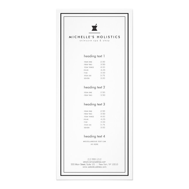 Classic Apothecary Holistic Medicine White Rack Card (Front)