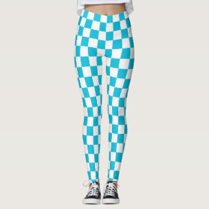 Classic aqua blue chequerboard leggings