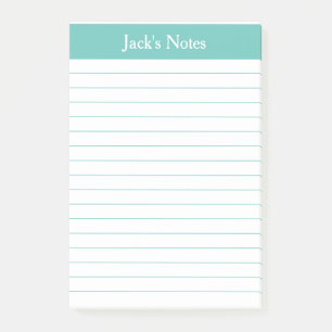 Classic Aqua Lined Personalised Post-it Notes