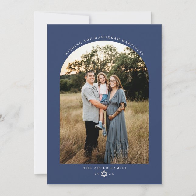 Classic Arch Hanukkah Photo Holiday Card (Front)