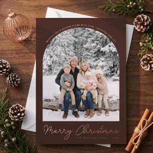 Classic Arch Merry Christmas Photo Card Brown