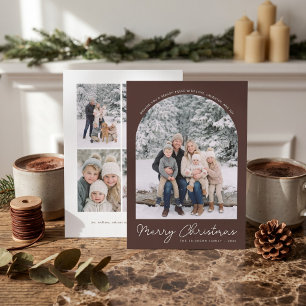 Classic Arch Merry Christmas Photo Card Brown