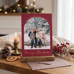 Classic Arch Merry Christmas Photo Card - Dark Red