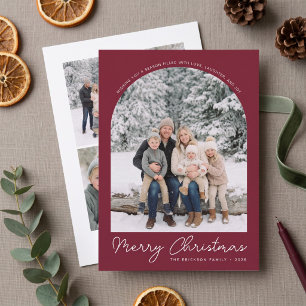 Classic Arch Merry Christmas Photo Card - Dark Red