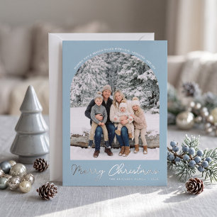 Classic Arch Merry Christmas Photo Card Light Blue