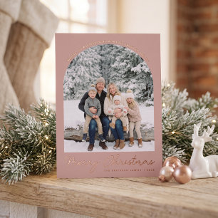 Classic Arch Merry Christmas Photo Card - Pink