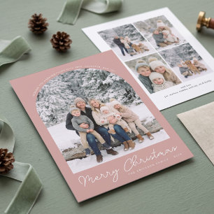 Classic Arch Merry Christmas Photo Card - Pink