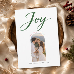 Classic Arch Two Christmas photo Joy To The World  Holiday Card