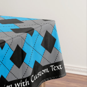 Classic Argyle Blue Black Diamond Personalized Tablecloth