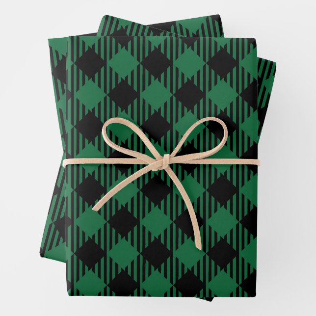 Classic Argyle Diamond Geometric Pattern Wrapping Paper Sheet (In situ)