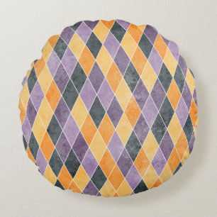 Classic Argyle Diamond Lattice Pattern Round Cushion