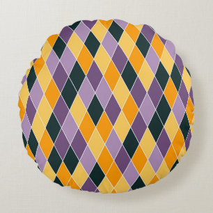 Classic Argyle Diamond Lattice Pattern Round Cushion