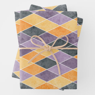 Classic Argyle Diamond Lattice Pattern Wrapping Paper Sheet
