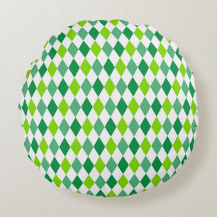 Classic Argyle Diamond Lattice Seamless Pattern Round Cushion