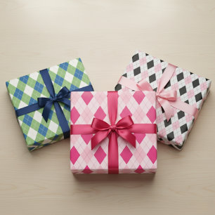 Classic Argyle Diamond Pattern Wrapping Paper Set