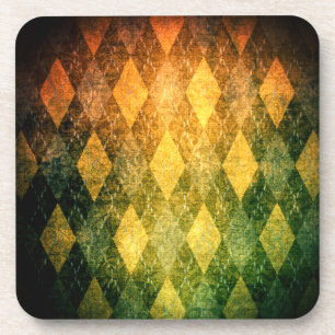 Classic argyle vintage green gold diamond pattern coaster