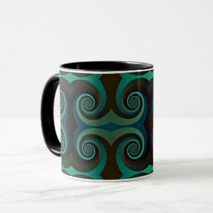 Classic art deco black and green mug