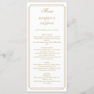 Classic Art Deco Elegant Gold Wedding Menu