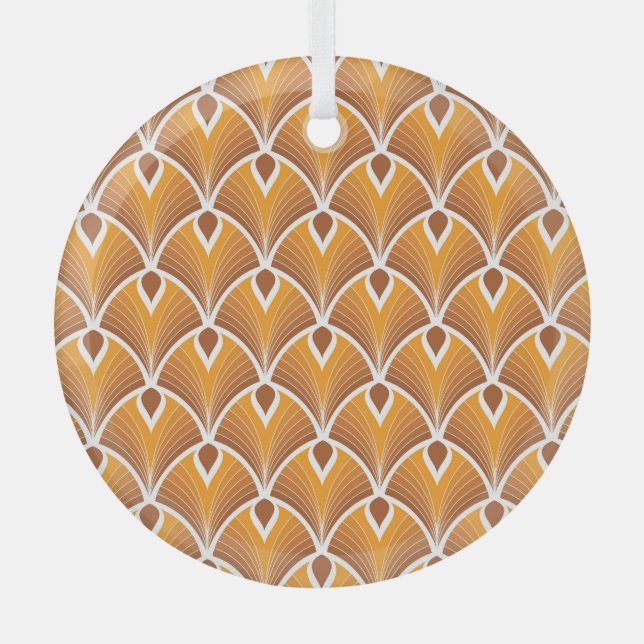 Classic Art Deco Geometric Pattern Glass Tree Decoration (Front)