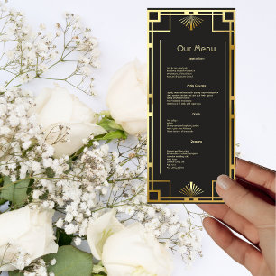 Classic Art Deco Gold on Black Vintage Dinner Menu