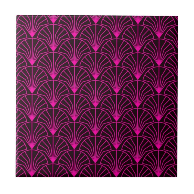 Classic Art Deco Pattern in Pink and Black Tile (Front)