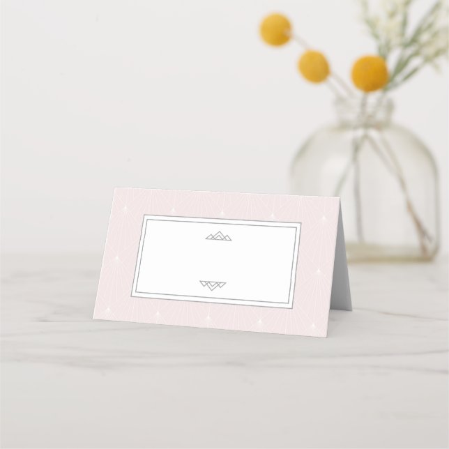 Classic Art Deco Pattern Pink Place Name Card (Front)