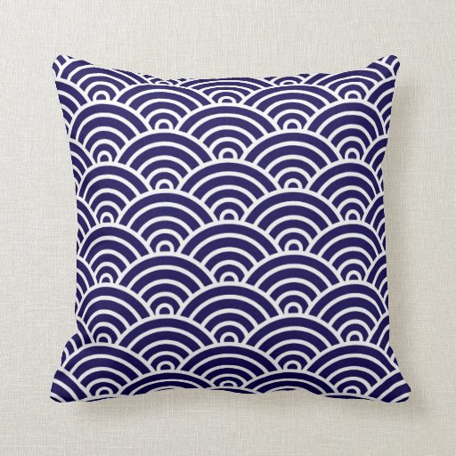 Image of Classic Art Deco Scales in Cobalt and White Cushion