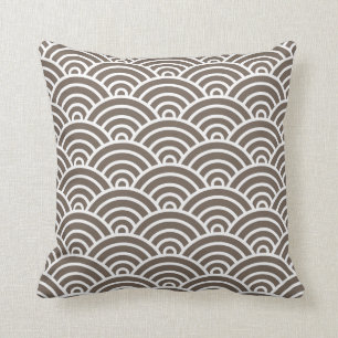 Classic Art Deco Scales in Taupe and White Cushion