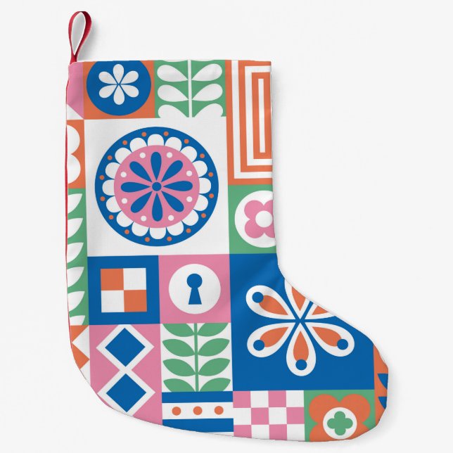 Classic Art Deco Seamless Pattern. Geometric Styli Small Christmas Stocking (Front)