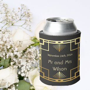 Classic Art Deco Vintage Wedding Can Cooler