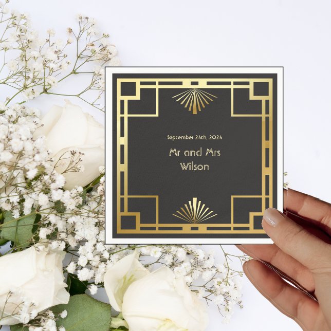 Classic Art Deco Vintage Wedding Dinner Cocktail Napkin (Creator Uploaded)
