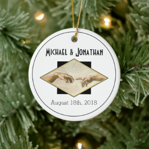 Classic Art Gay Wedding Keepsake Ceramic Tree Decoration