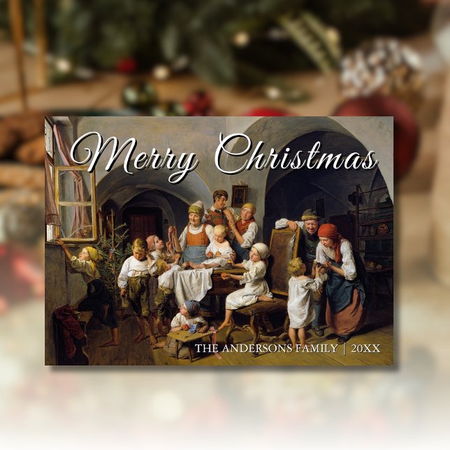 Classic Art Merry Christmas Morning Waldmüller Holiday Card (Creator Uploaded)