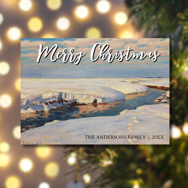 Classic Art Merry Christmas Winter Fałat Holiday Card (Creator Uploaded)