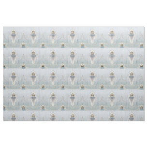Classic Art Nouveau Geometric Cartouches Flower Fabric