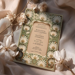 Classic Art Nouveau Lily Wedding Invitation