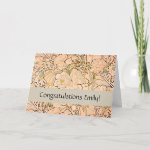 Classic Art Nouveau Peony Garden Pattern by Mucha Card