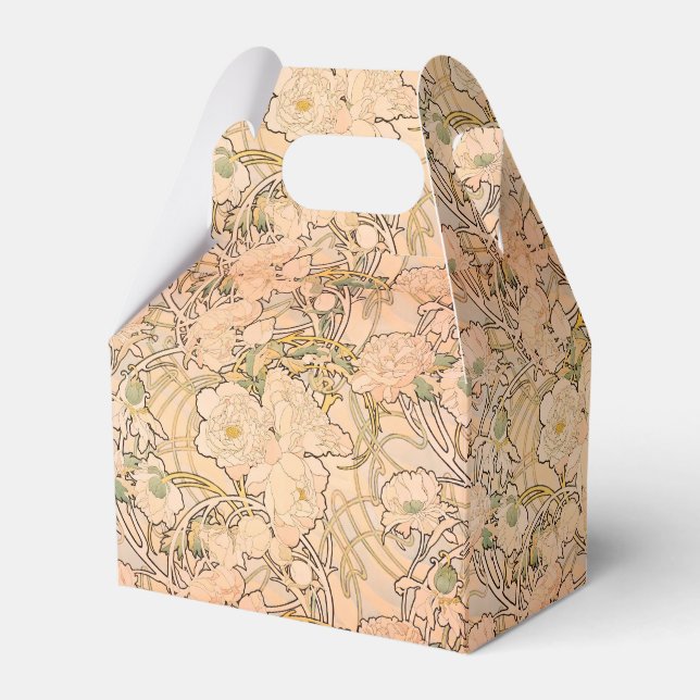 Classic Art Nouveau Peony Garden Pattern by Mucha Favour Box (Front Side)