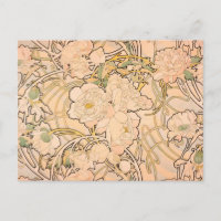 Classic Art Nouveau Peony Garden Pattern by Mucha