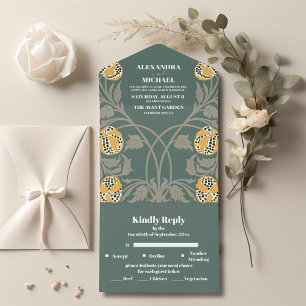 Classic  Art Nouveau Wedding All In One Invitation